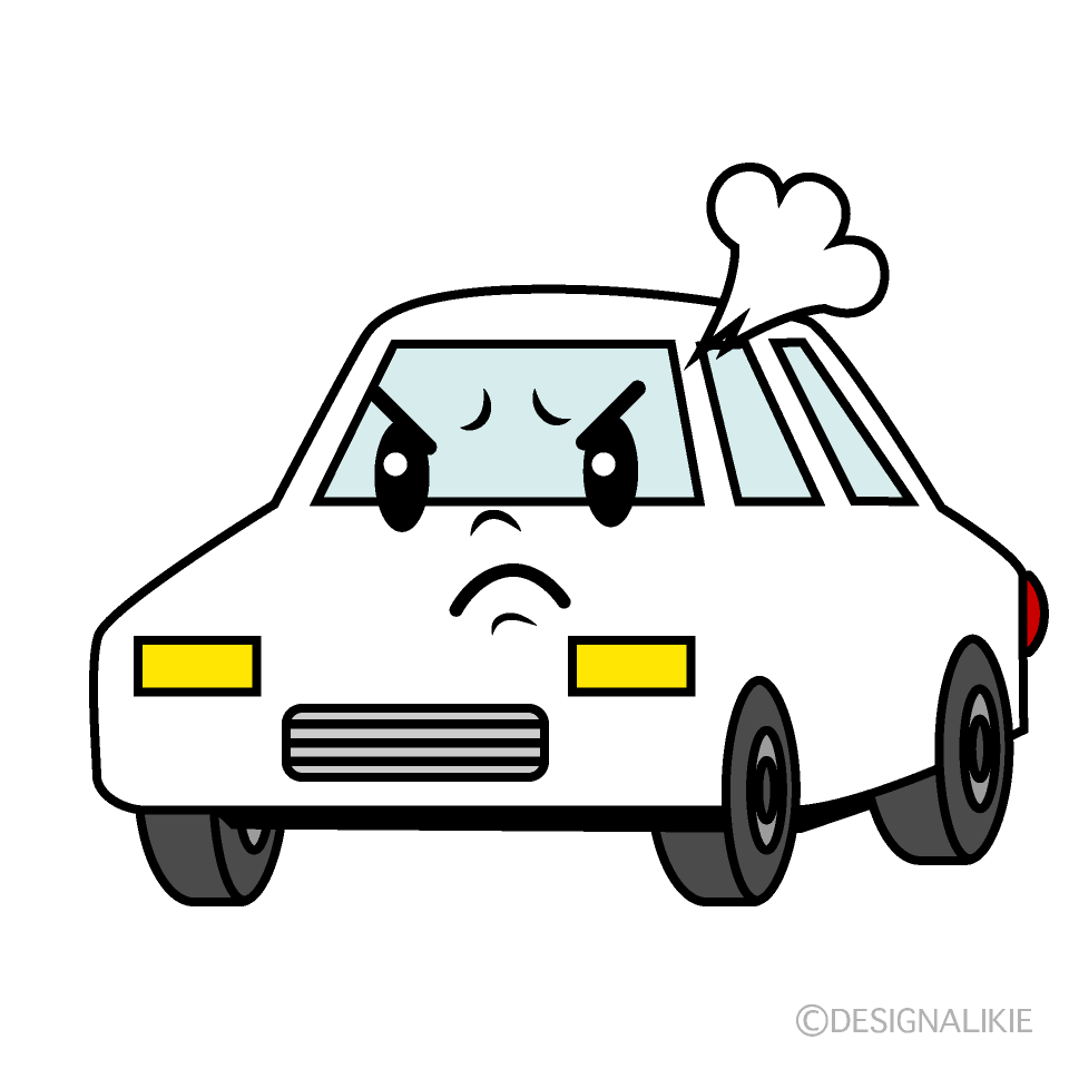 かわいい怒る白い車イラスト