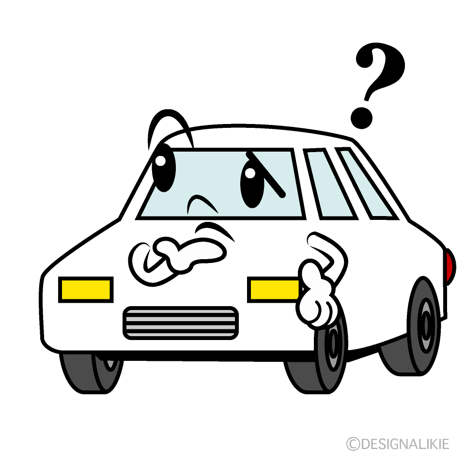 かわいい考える白い車イラスト