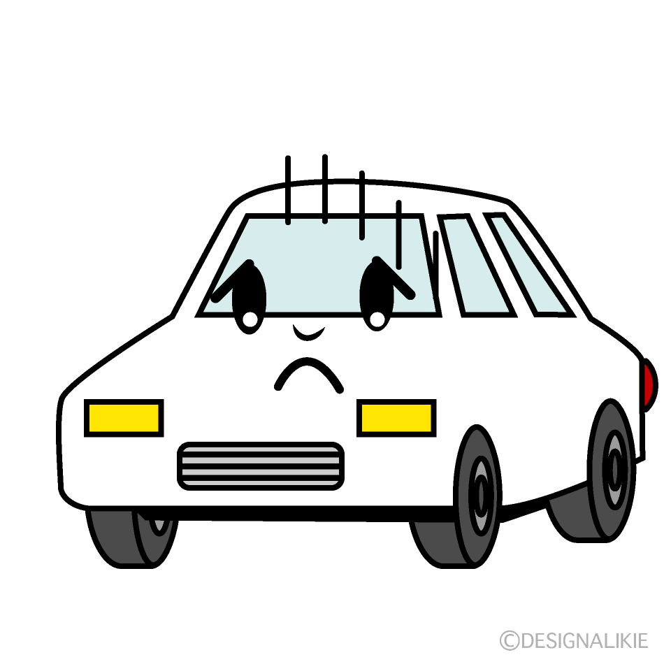 かわいい落ち込む白い車イラスト