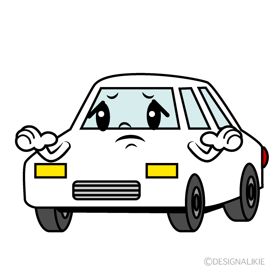 かわいい困る白い車イラスト