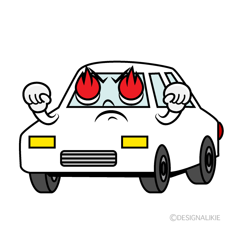 かわいい熱意の白い車イラスト