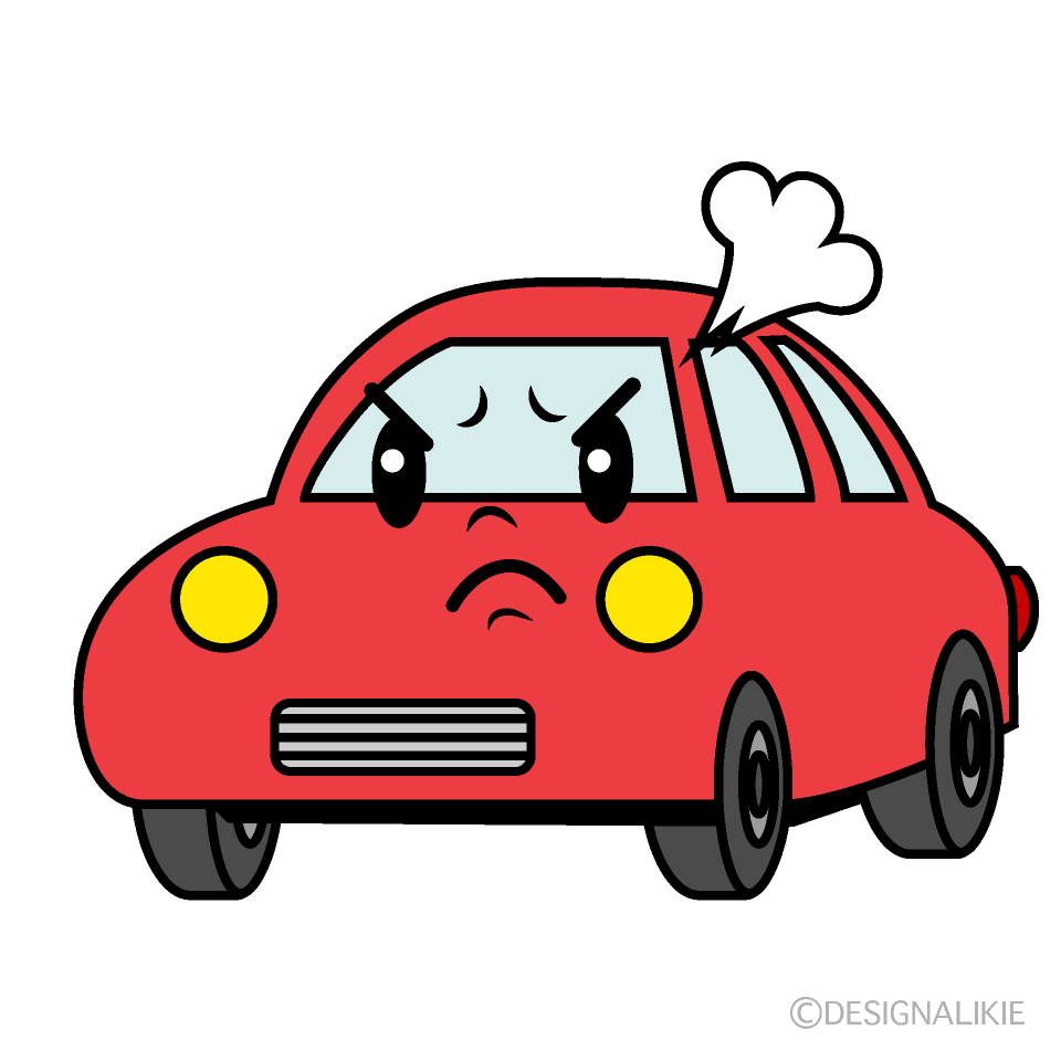 かわいい怒る赤い車イラスト