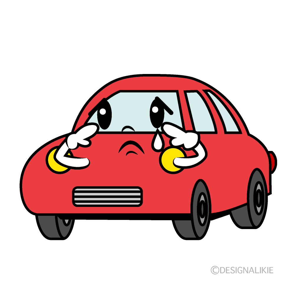 かわいい悲しい赤い車イラスト