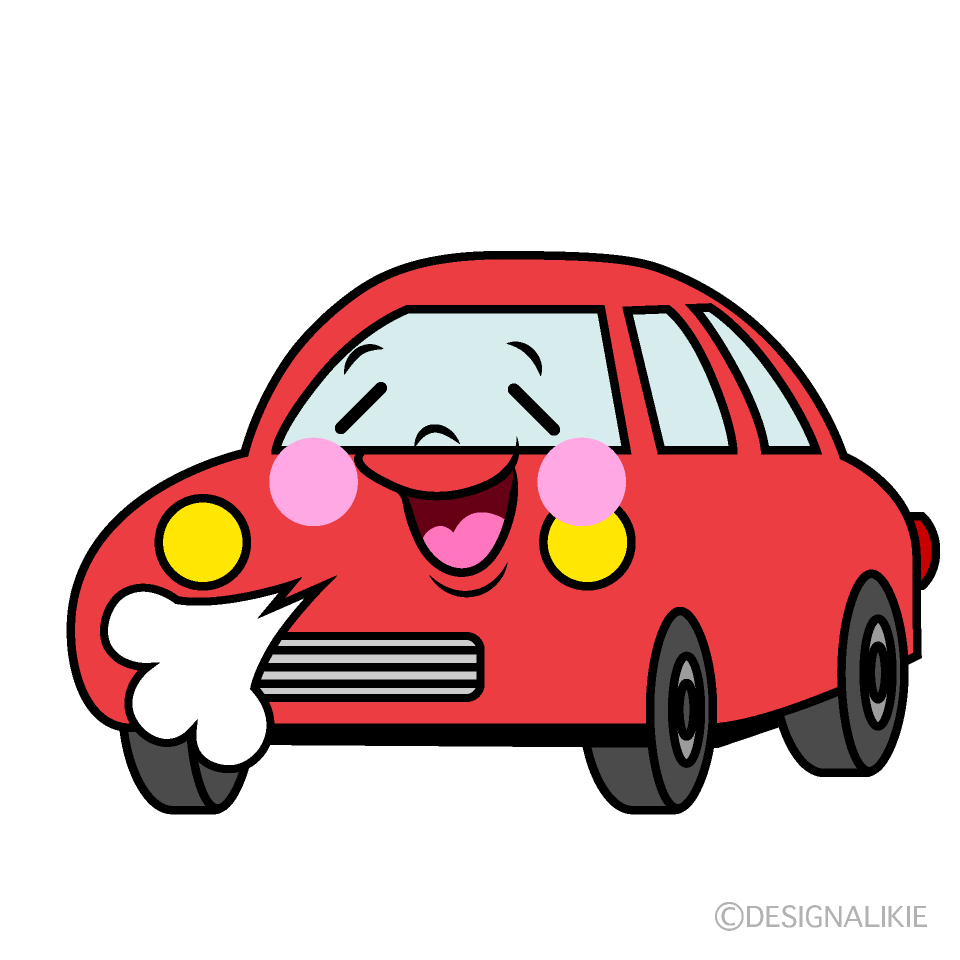 かわいいリラックスする赤い車イラスト