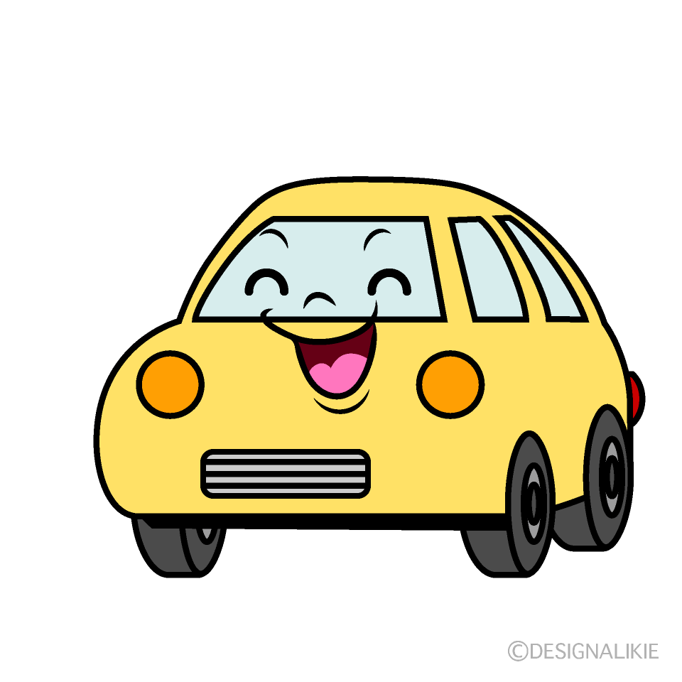 かわいい笑顔の軽自動車イラスト