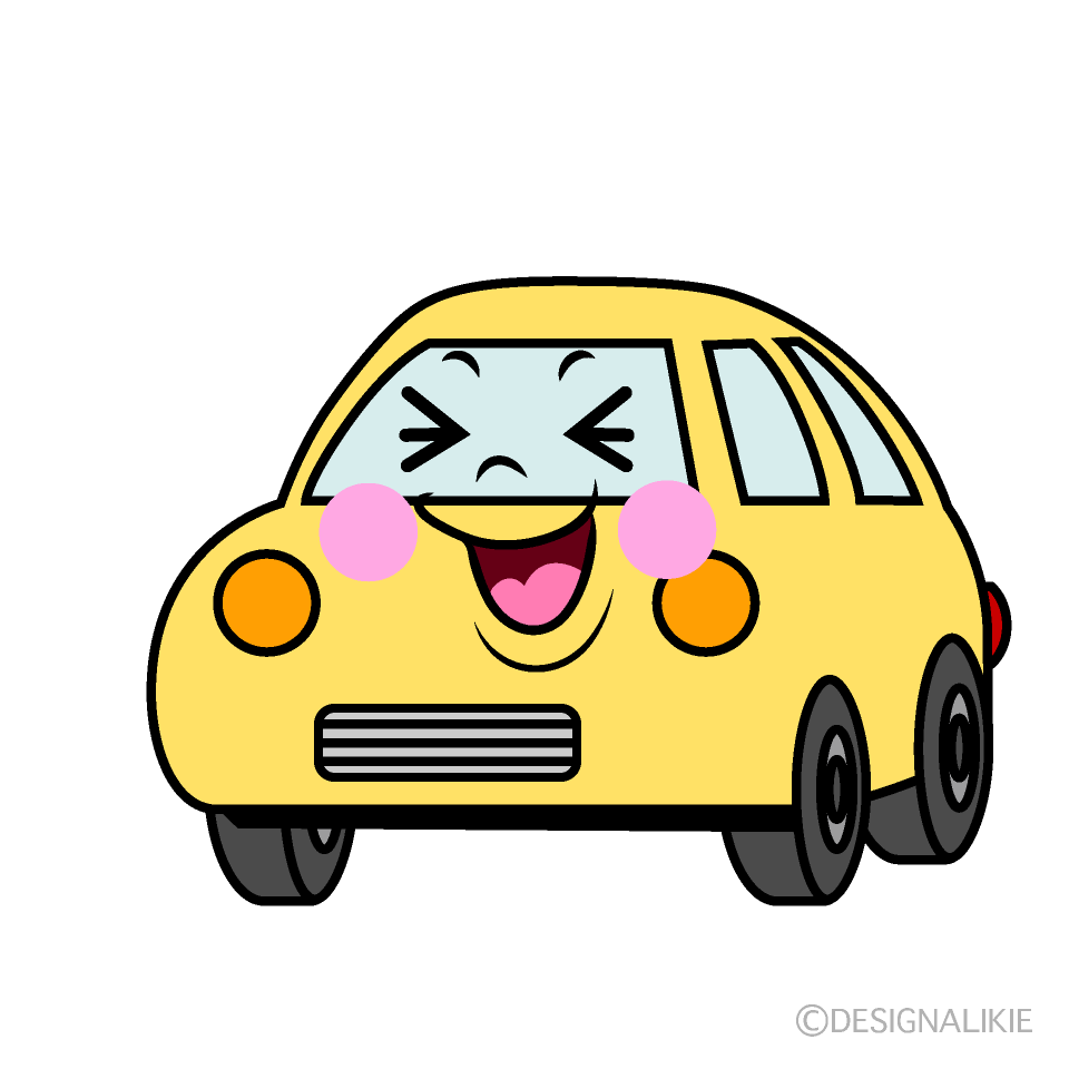 かわいい笑う軽自動車イラスト