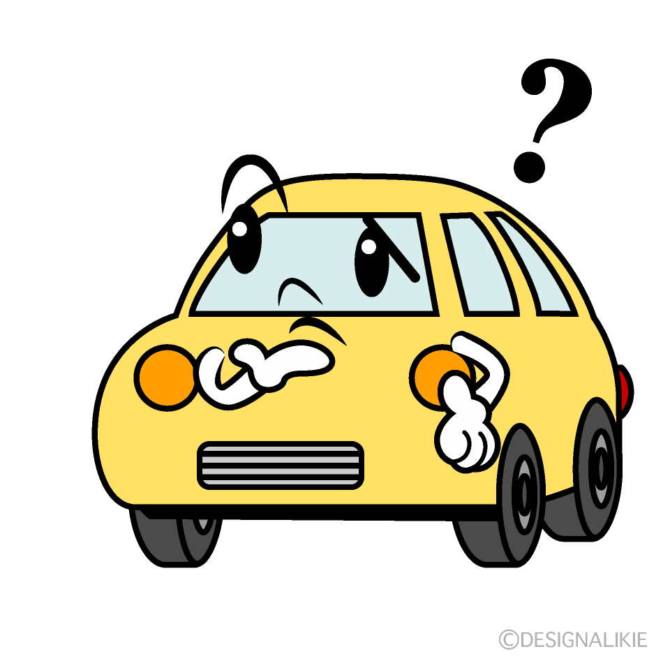 かわいい考える軽自動車イラスト
