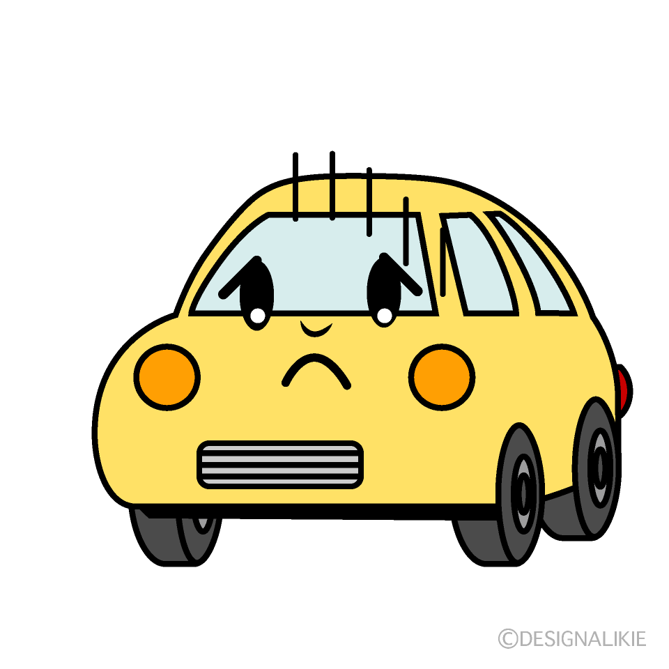 かわいい落ち込む軽自動車イラスト