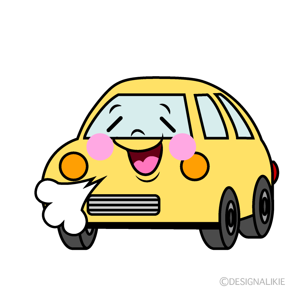 かわいいリラックスする軽自動車イラスト