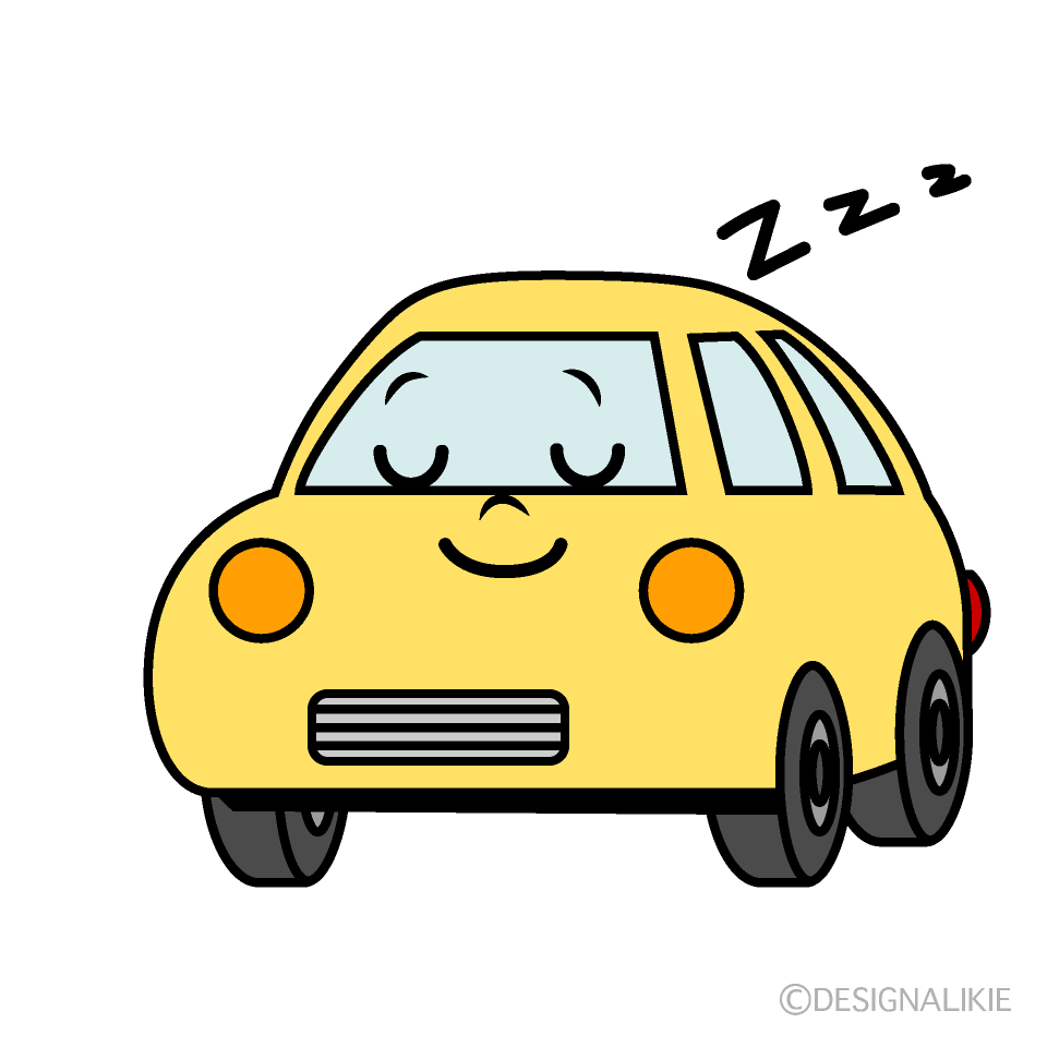 かわいい寝る軽自動車イラスト