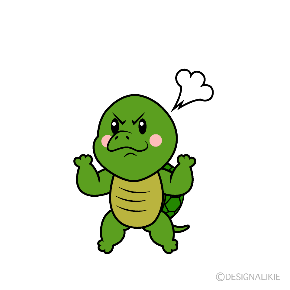 かわいい怒るカメイラスト