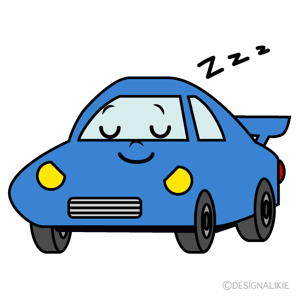 かわいい寝るスポーツカーイラスト