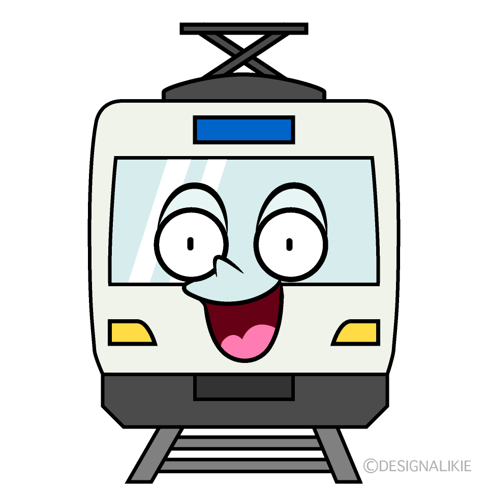 かわいい驚く電車イラスト