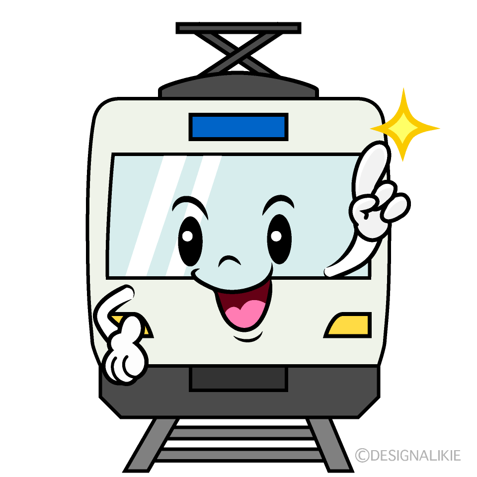 かわいい指差す電車イラスト