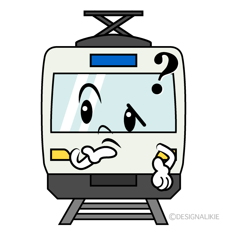 かわいい考える電車イラスト