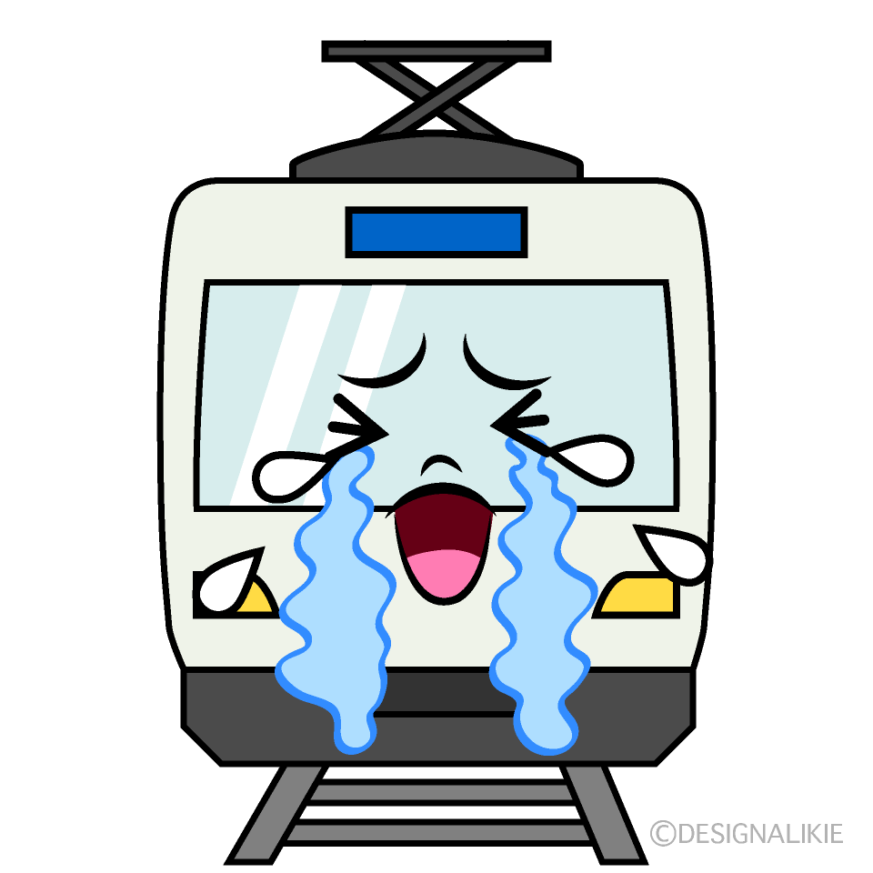 かわいい泣く電車イラスト