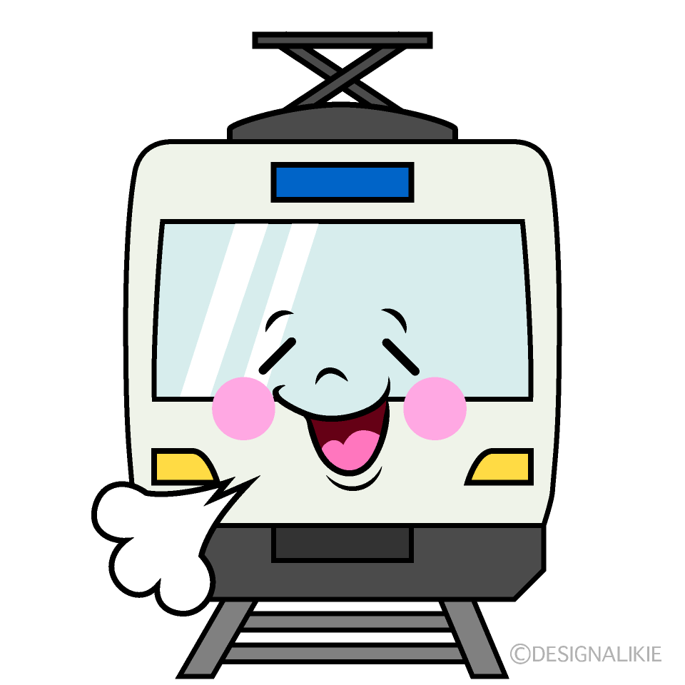 かわいいリラックスする電車イラスト