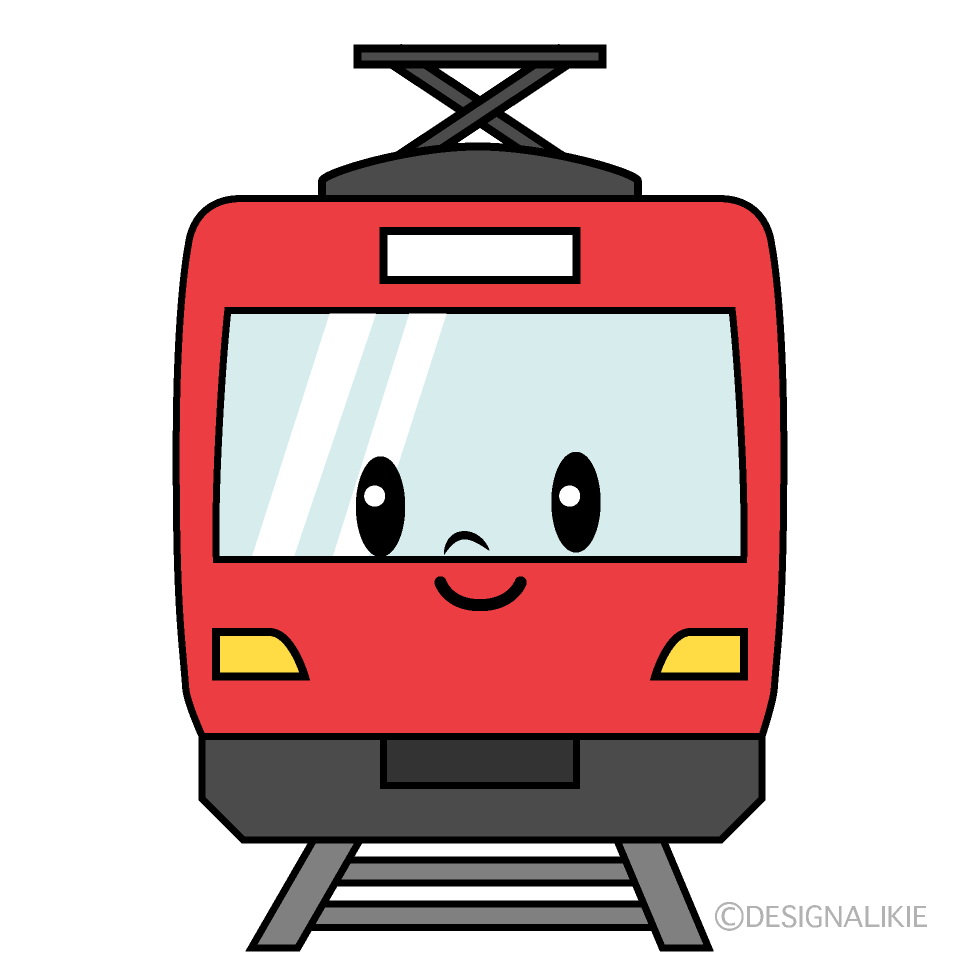 かわいい赤い電車イラスト