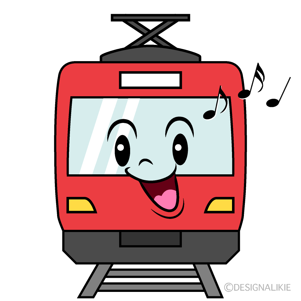 かわいい歌う赤い電車イラスト