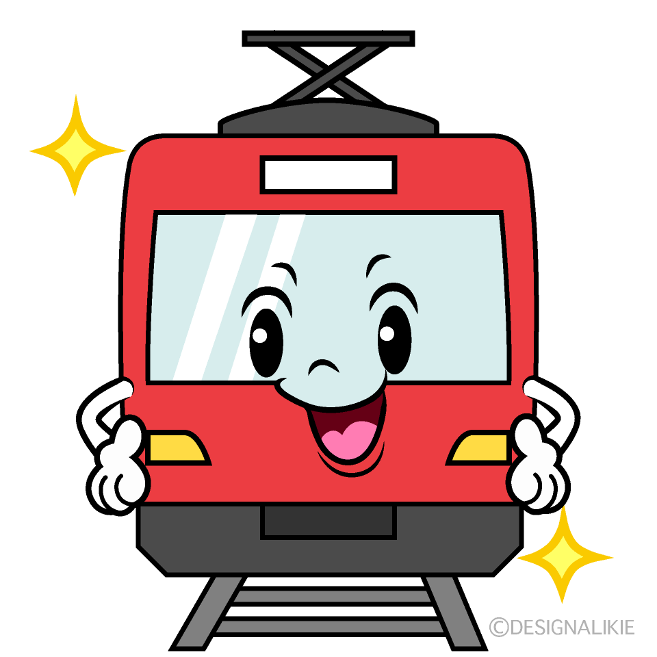 かわいい煌く赤い電車イラスト