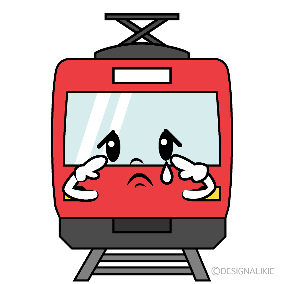 かわいい悲しい赤い電車イラスト