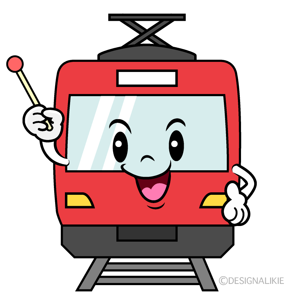 かわいい話す赤い電車イラスト
