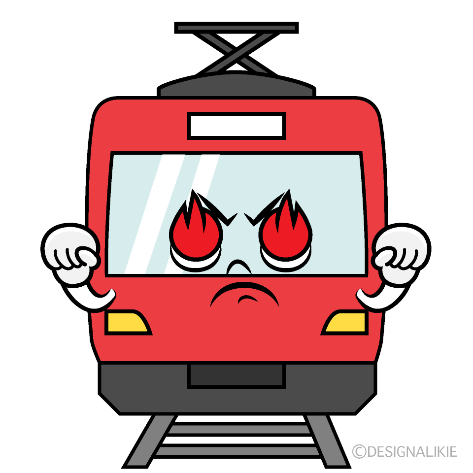 かわいい熱意の赤い電車イラスト