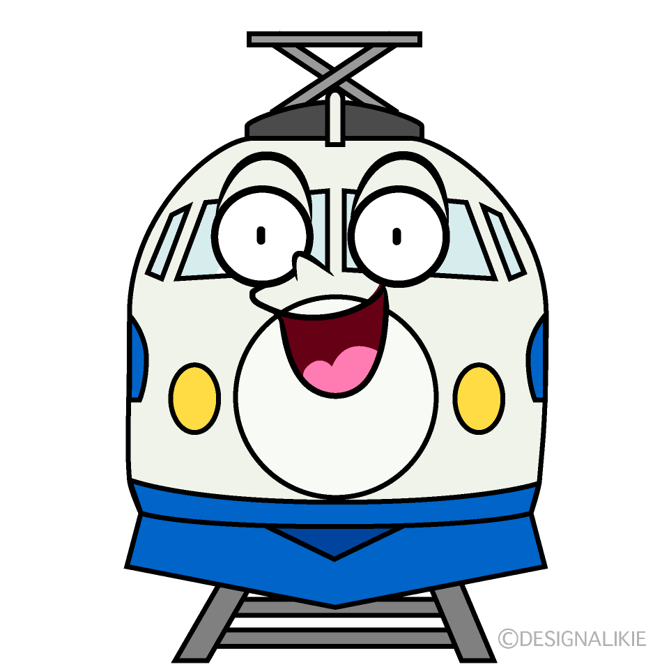 かわいい驚く新幹線こだまイラスト