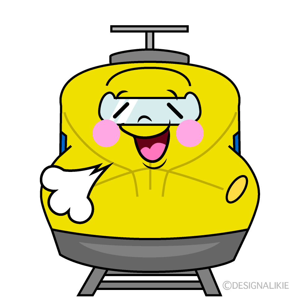 かわいいリラックスするドクターイエローイラスト