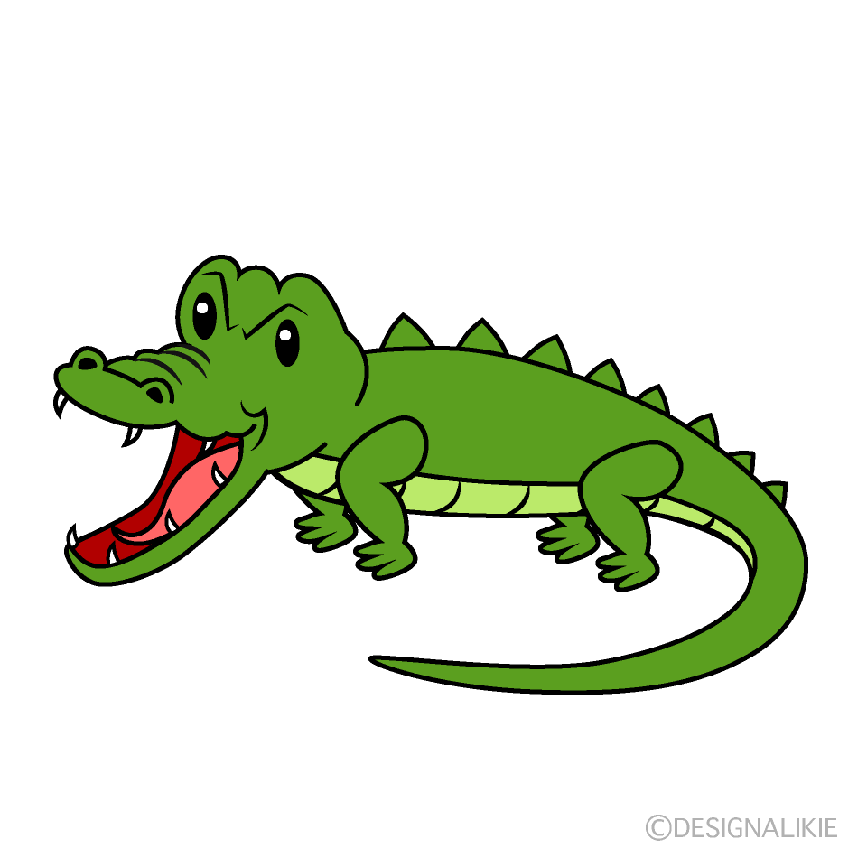 かわいいニヤリとするワニイラスト