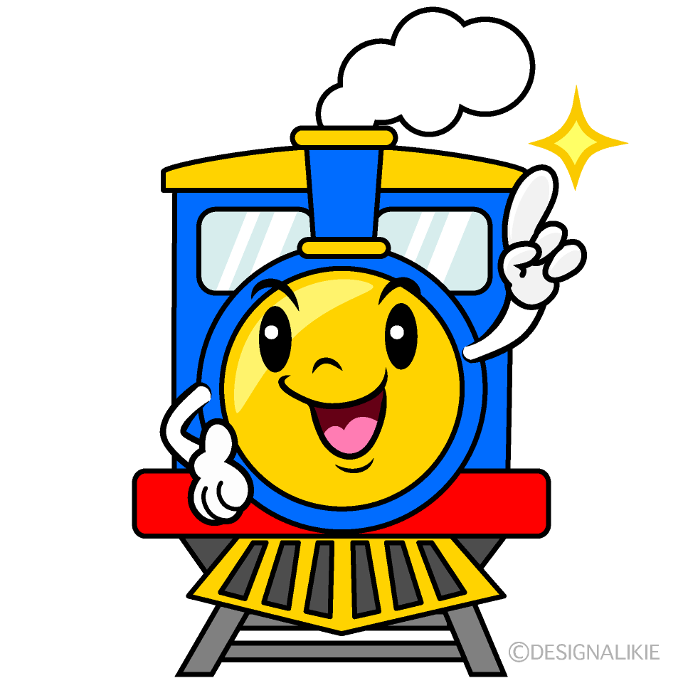 かわいい指差す汽車イラスト