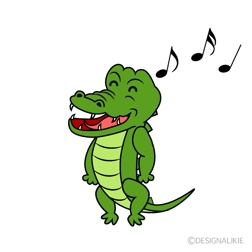 かわいい歌うワニイラスト