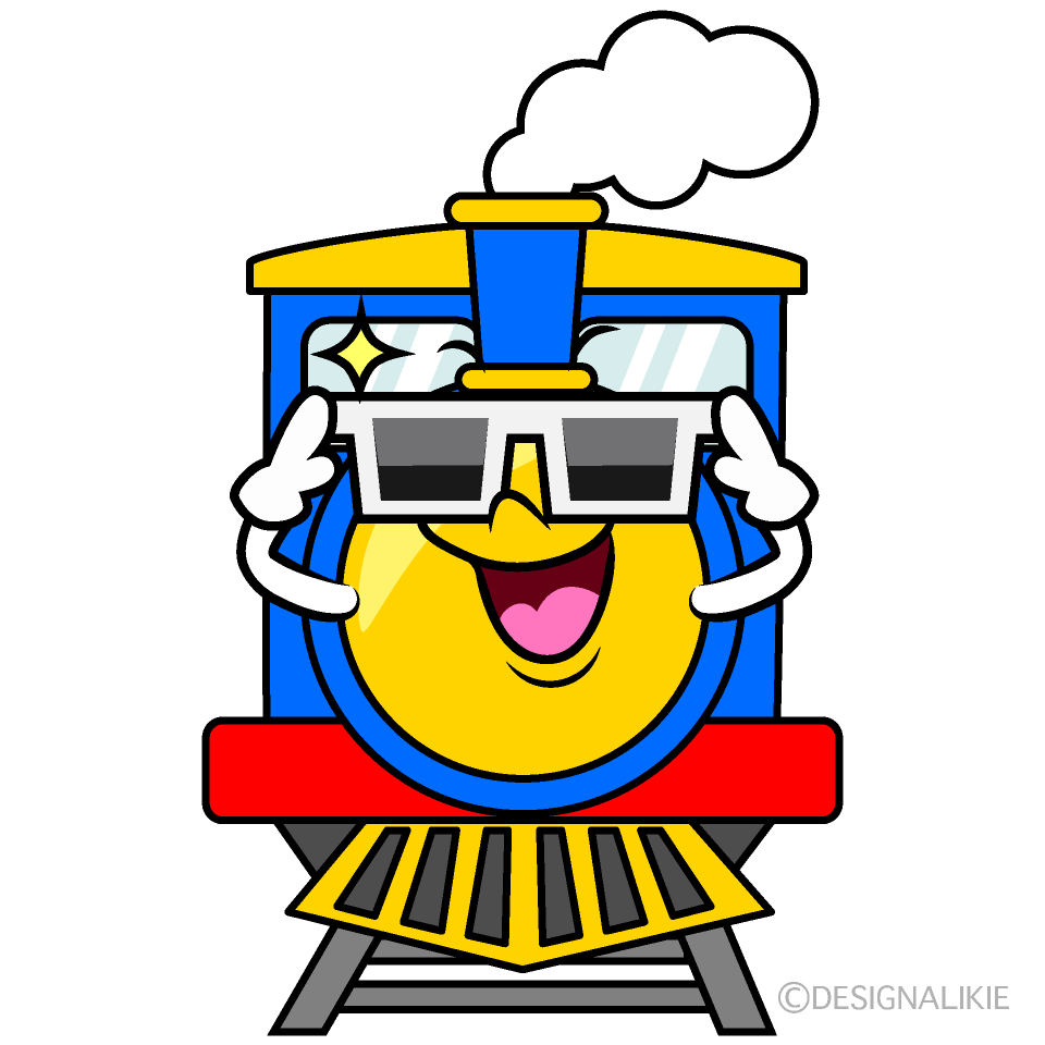 かわいいサングラスの汽車イラスト