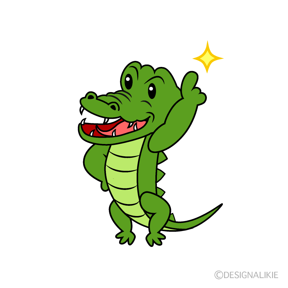 かわいい指差しするワニイラスト