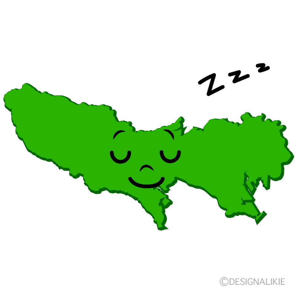 かわいい寝る東京都イラスト