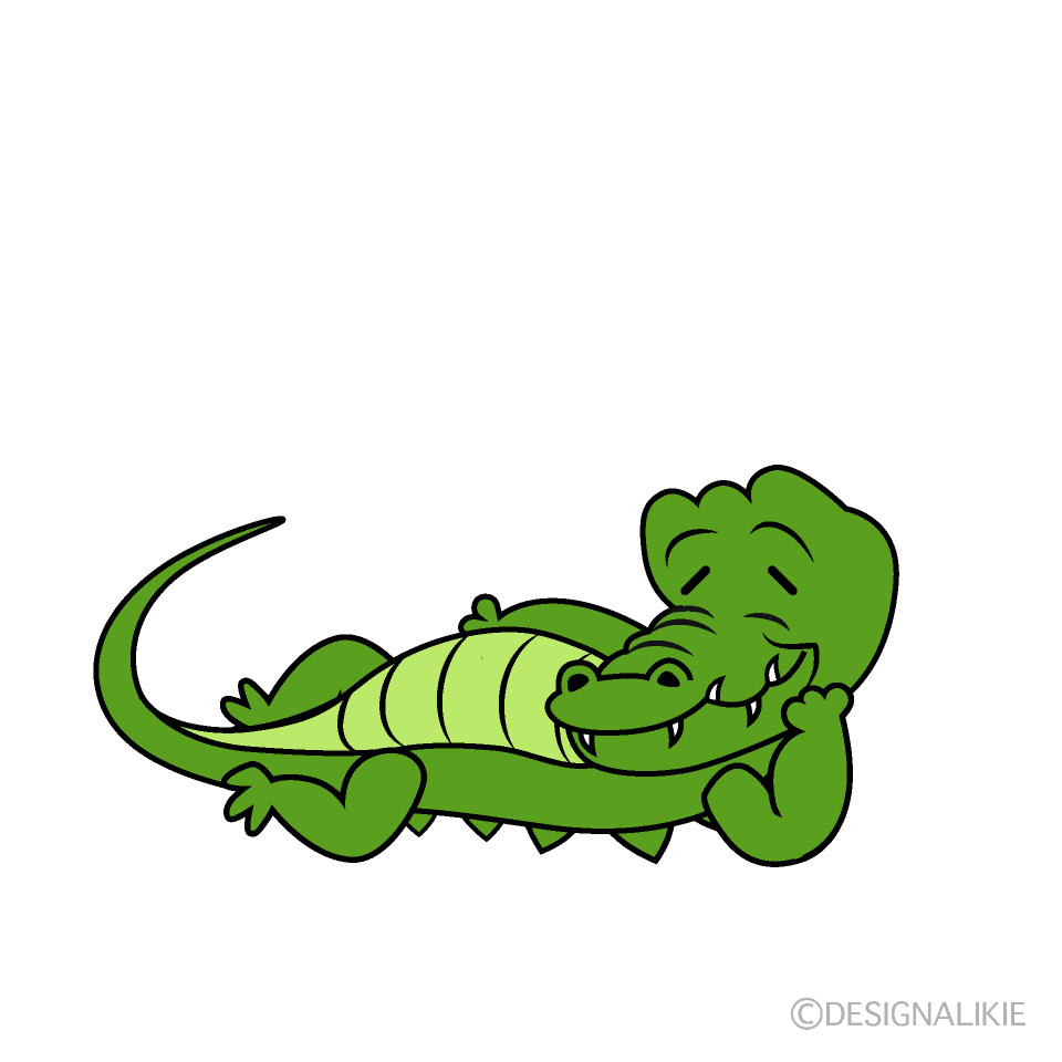 かわいいリラックスしたワニイラスト