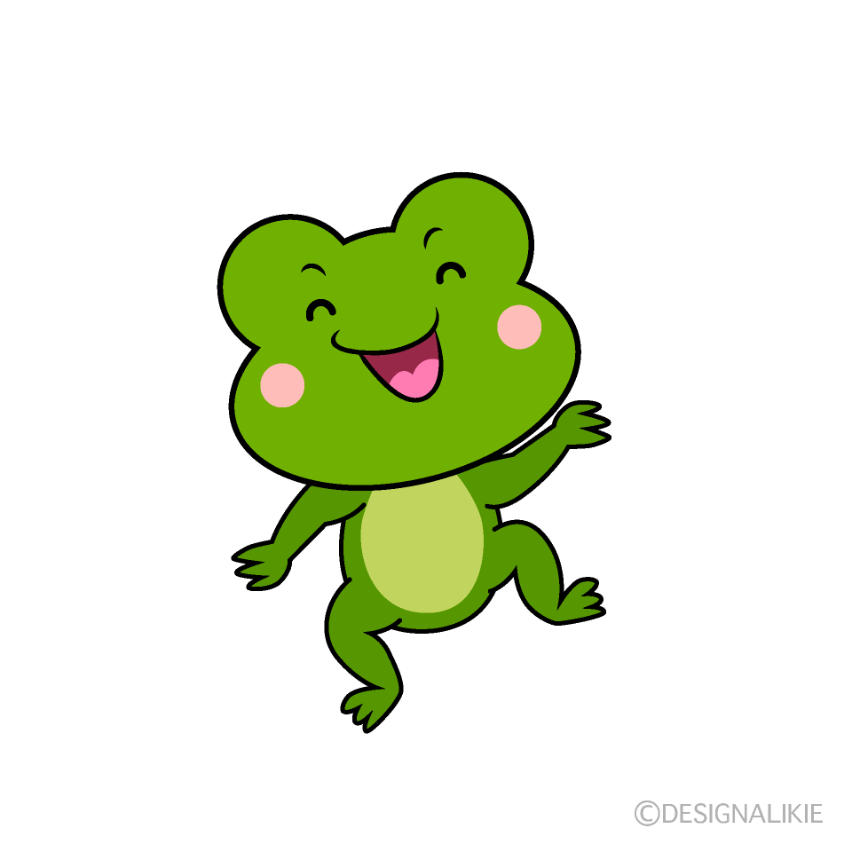 かわいい笑顔のカエルイラスト