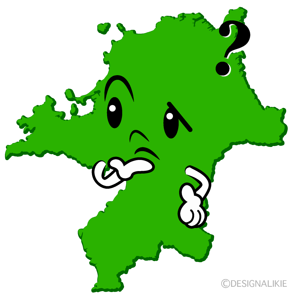 かわいい考える福岡県イラスト