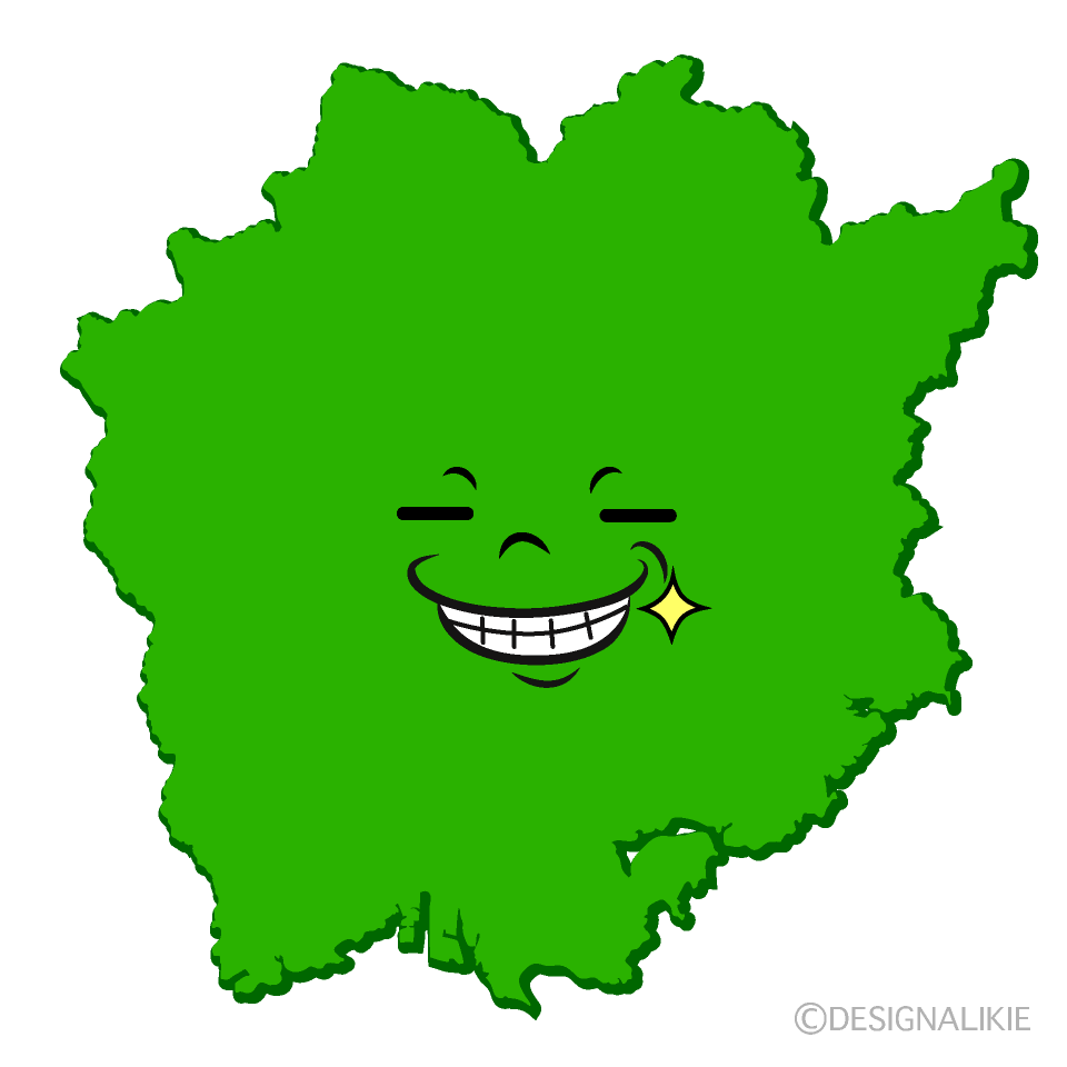 かわいいニヤリの岡山県イラスト