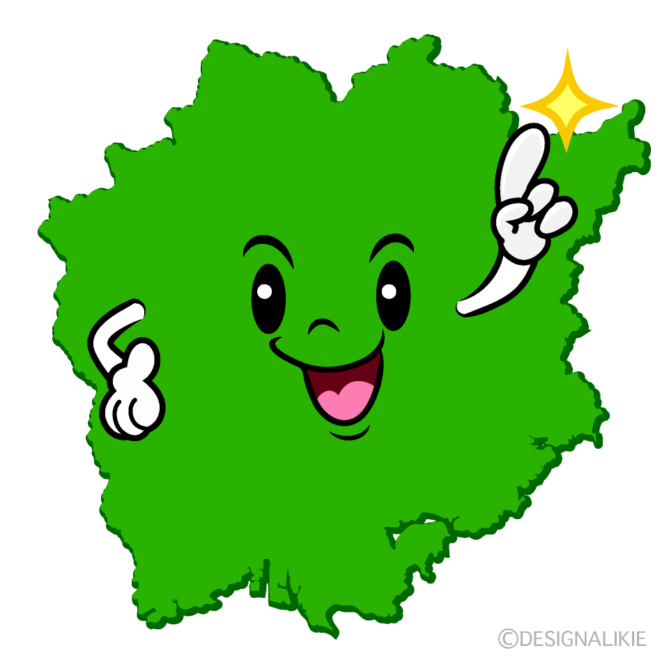 かわいい指差す岡山県イラスト