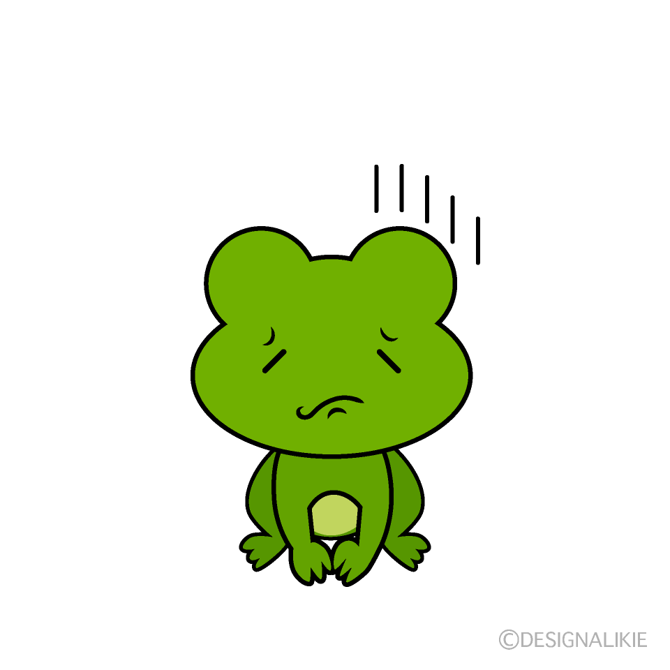 かわいい落ち込むカエルイラスト