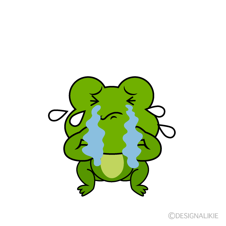 かわいい泣くカエルイラスト
