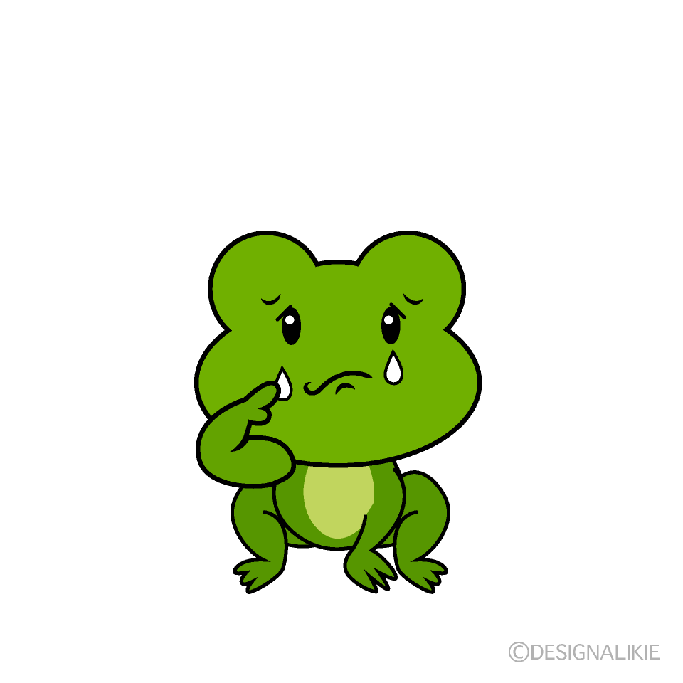かわいい悲しいカエルイラスト