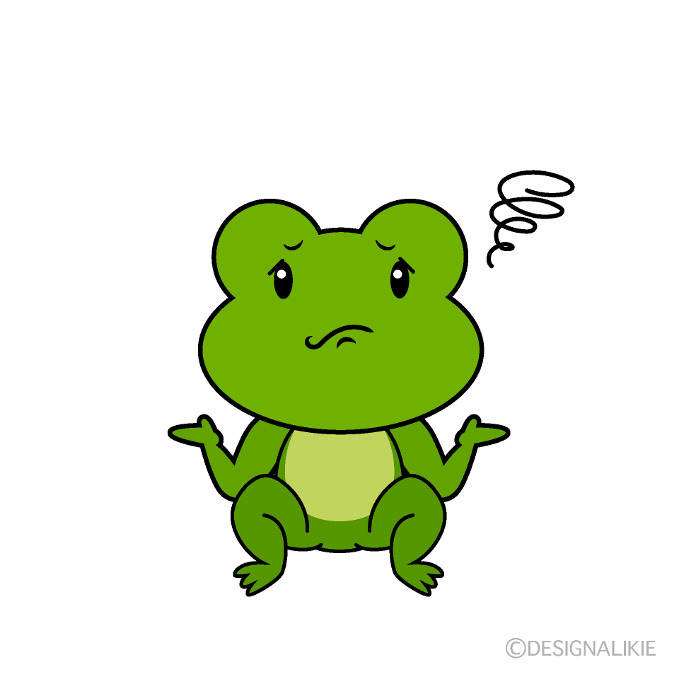 かわいい困るカエルイラスト