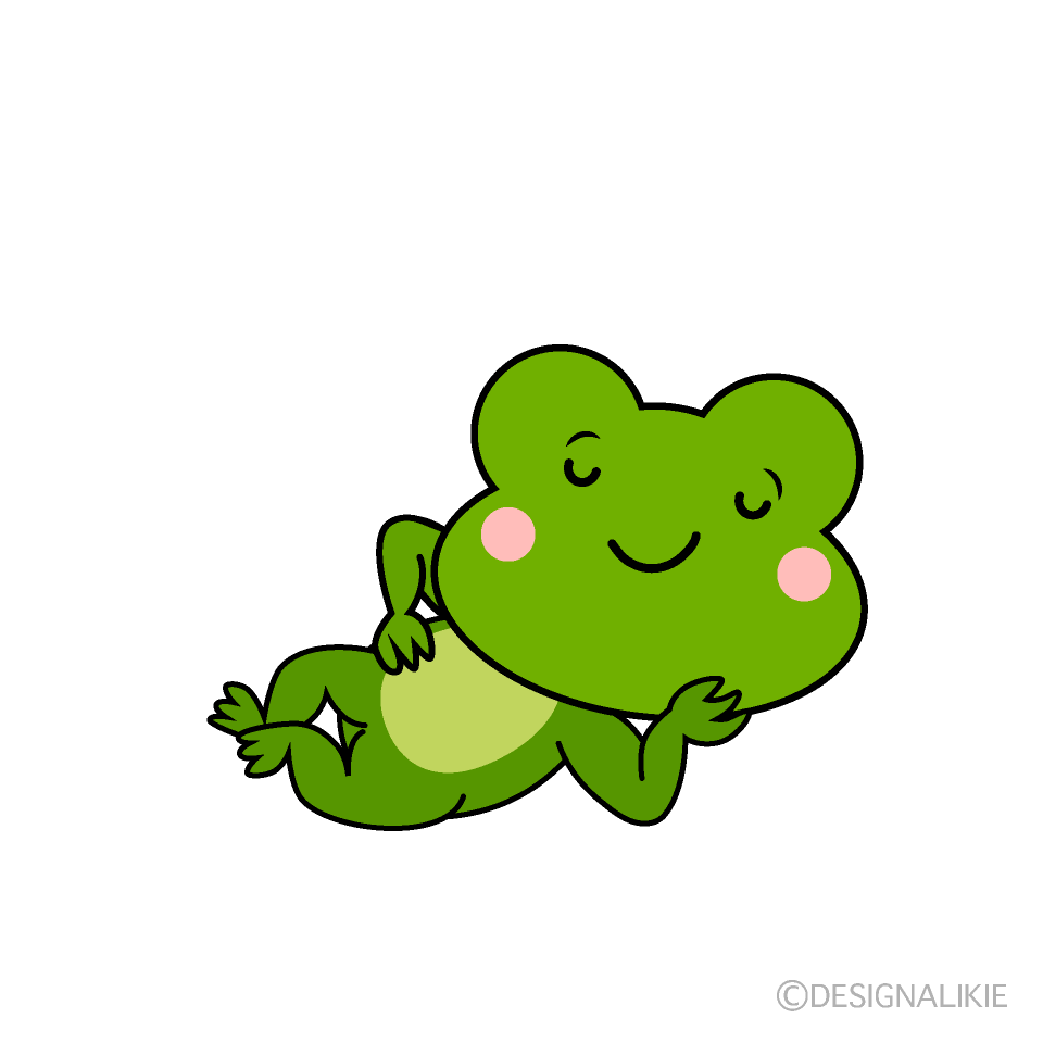 かわいい寝るカエルイラスト