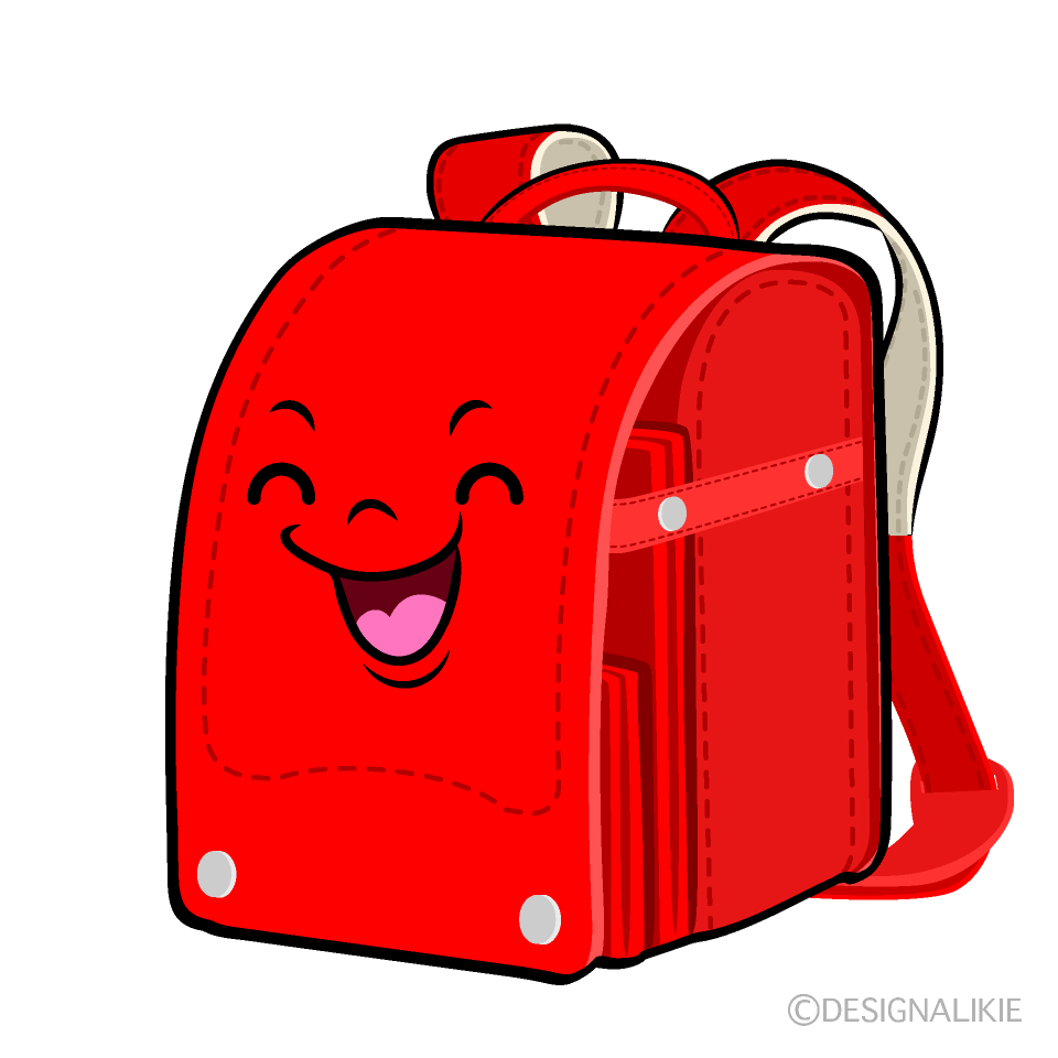 かわいい笑顔の赤ランドセルイラスト