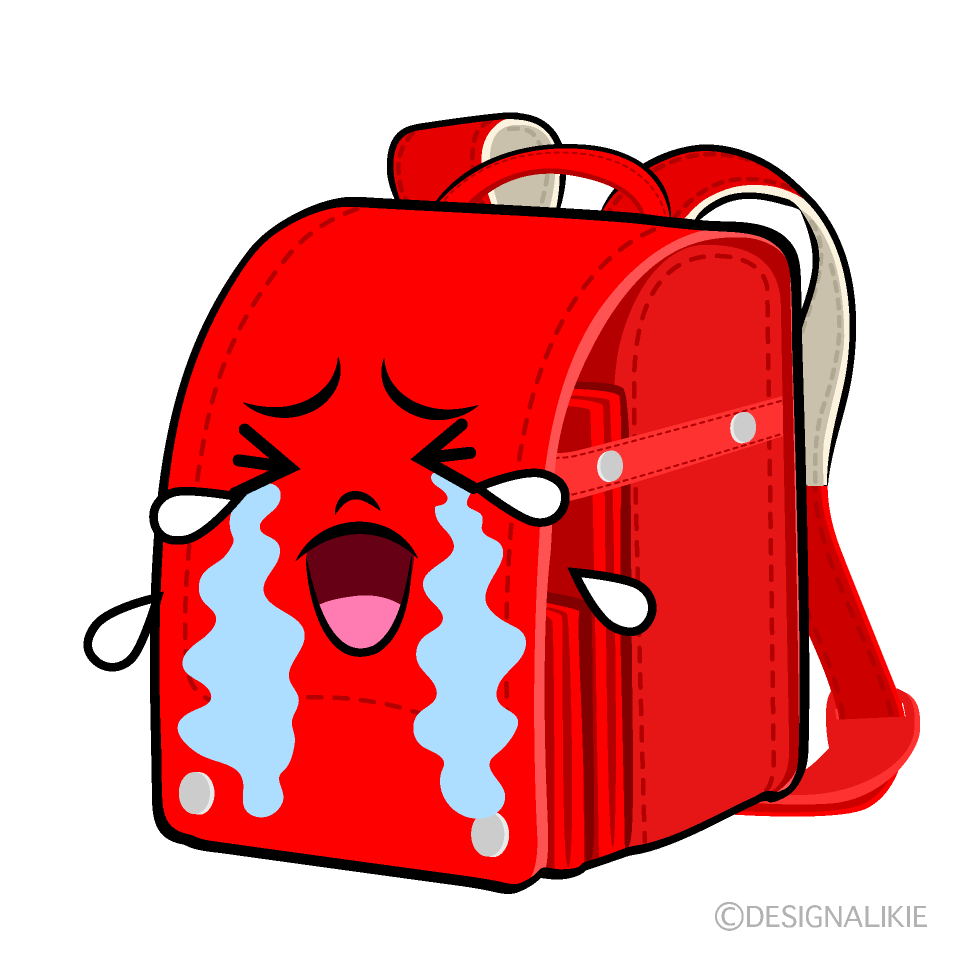 Cute Crying Red School Bag Clipart