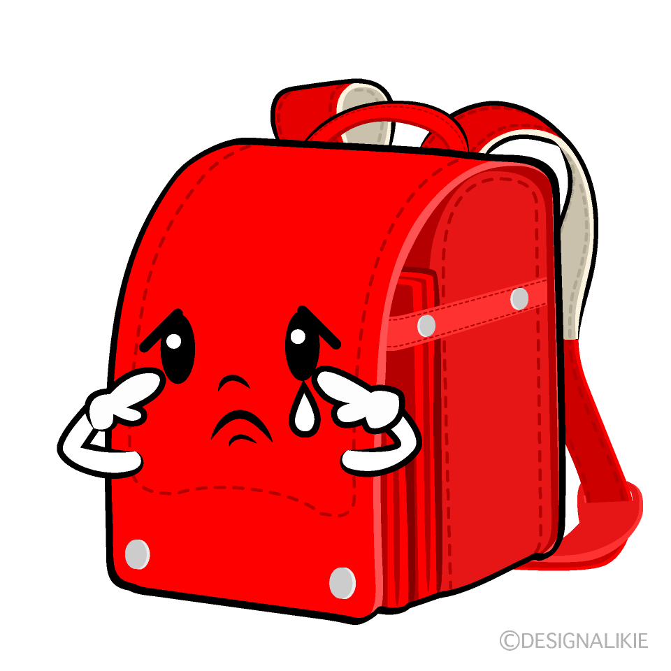 かわいい悲しい赤ランドセルイラスト
