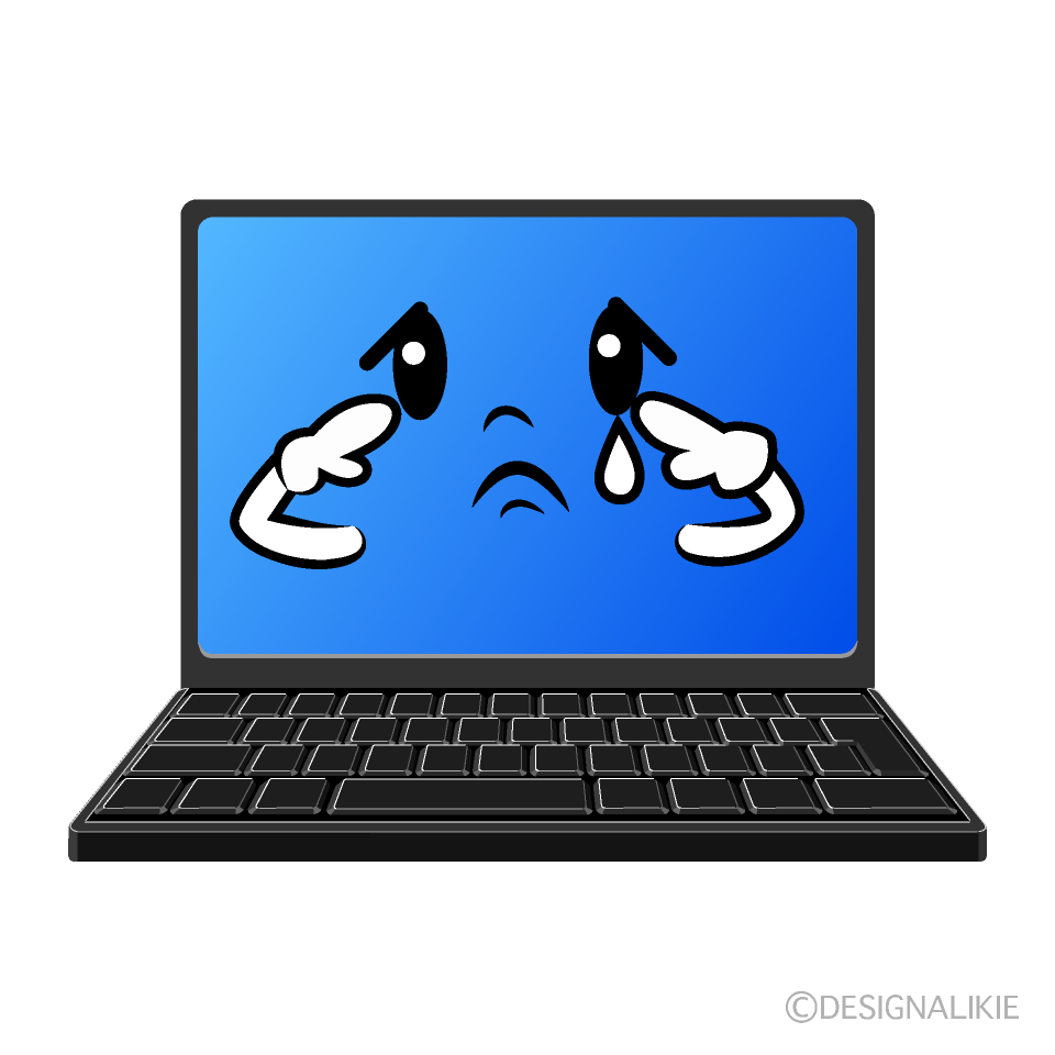 かわいい悲しいノートパソコンイラスト