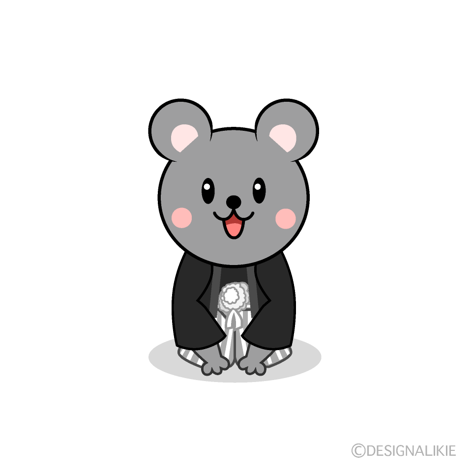 かわいい紋付袴のネズミイラスト